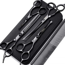Tijeras peluquer a 7" acero inox 4CR 6 en 1 para perros, punta segura