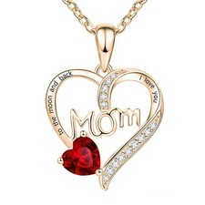 Mothers Day Gift Heart Necklace Mom I Love You Pendant Rose Gold Box