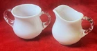 VTG Fenton Silver Crest Creamer And Open Glass Sugar Bowl White Opalescent Glows