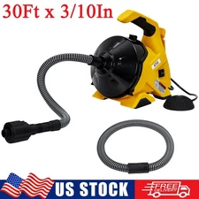 30Ft x 3/10In Drain Auger Auto-feed Electric Sewer Snake Drain Cleaning Machine