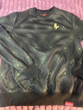 Nintendo Super Mario Bros Mens Crewneck Sweatshirt Sz M Green Argyle Holiday
