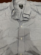 Jos A Bank Traveler Traditional fit blue Striped Dress Shirt 17.5 37