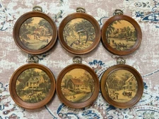 Vintage Woodcroftery Rustic Wooden Lithographs - Lot Of 6