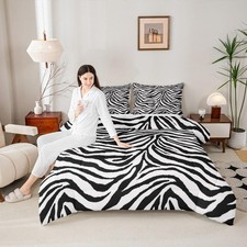Zebra Skin Comforter Set Queen Size,Africa Wildlife Design Comforter Set Room...