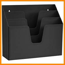 Horizontal Triple File Folder Organizer Sorter, Letter Size, Black Open Top...