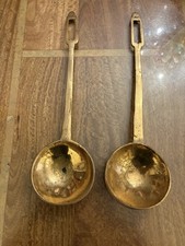 Pair of Large Vintage Brass Ladles / Spoons. Decorative,  Country Kitchen. 36cm 