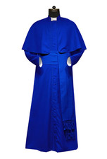 Blue Single Breasted Clergy Cassock with Rabat Collar - Clergy Vestment