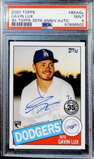 2020 Topps 1985 35th Anniversary 85A-GL Gavin Lux RC Rookie Card Auto PSA 9 MINT. rookie card picture