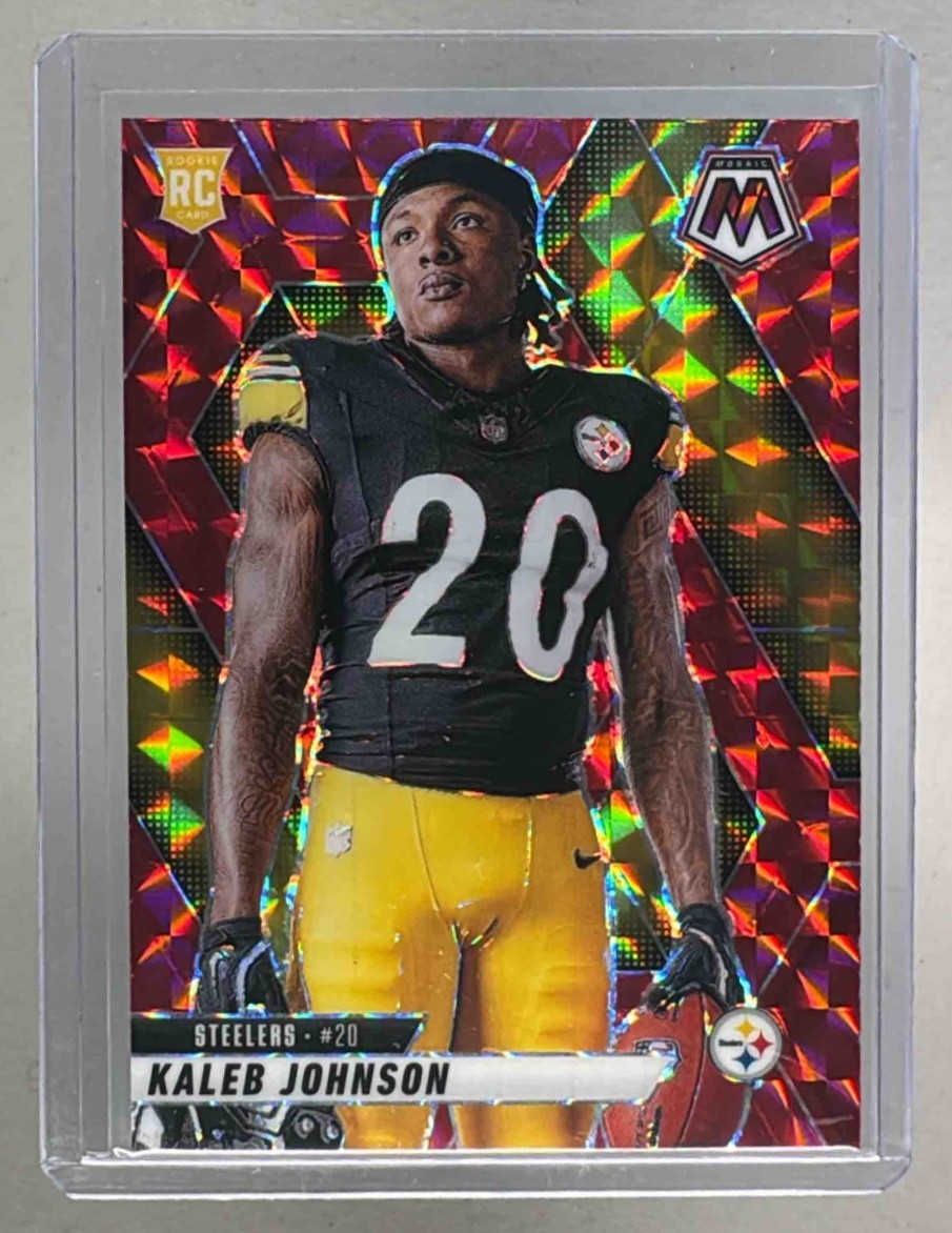 Kaleb Johnson 2025 Panini Mosaic #289 Red Prizm Rookie Variation RC