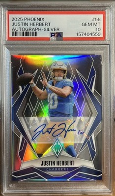 Panini Phoenix 2025 JUSTIN HERBERT Chargers #58 Silver  /199 (Auto)(PSA 10)