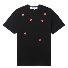 CDG PLAY Women's Scattered Hearts T-Shirt Black Size XS - BNWT