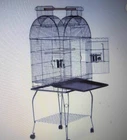 IKAYAA Parrot Bird Cage H18133 Dome Top with Stand – Silver Black – New in Box