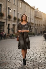 Forever 21 Women’s Small Beige And Black Polkadot Mini Dress Women’s Size Small