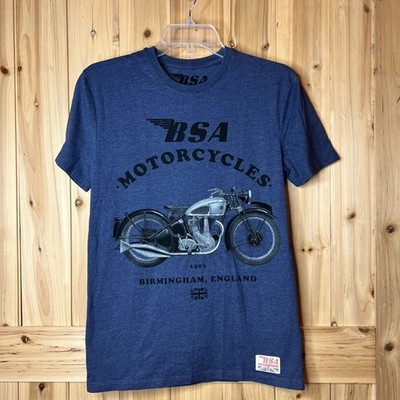 BSA Motorcycles Birmingham England Graphic T Shirt Blue Mens Small Tu Retro Bike