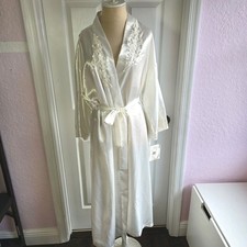 Dentelle Vintage Ivory Satin And Lace Long Robe Women's Size M Lingerie New USA