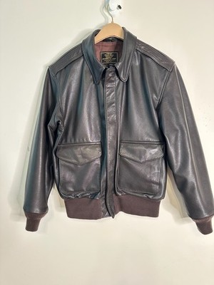Cockpit A-2 USAF /Army Z21V41W Brown Goatskin Leather Bomber Jacket Men's Sz 40