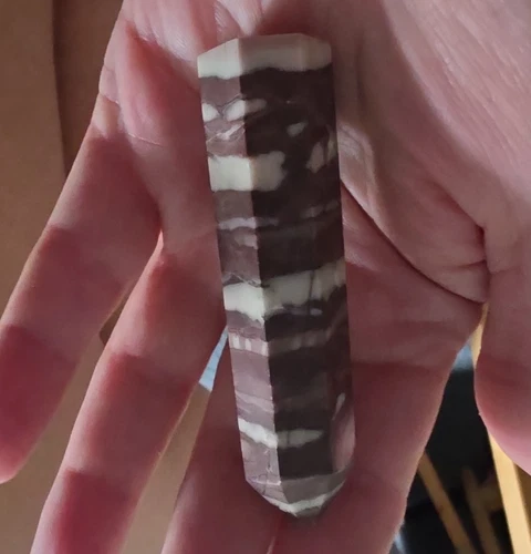 Polished Banded Crystal Generator Point Tower, Brown & White