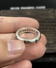 Chrome Hearts 925 Silver Cross Band Ring Engraved Signed size 7