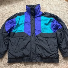 Vintage 90s SKI Brand Colorblock Puffer Jacket - Size Medium 100 Nylon USA Made