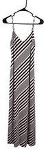 Ralph Lauren Womens Maxi Lined Black/White Stripe Dress w Spaghetti Straps SZ 2