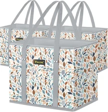 BALEINE 3Pk Reusable Grocery Bags, Foldable Shopping Bags for Groceries with Rei