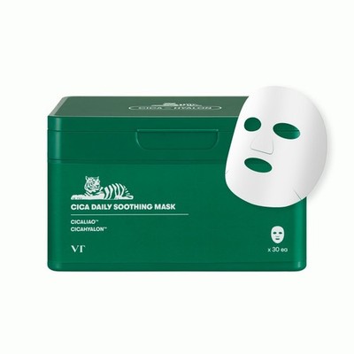 CICA Daily Soothing Face Mask - 30 Sheets, Hydrating & Calming Skin Treatment