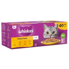 40 x 85g Whiskas 1+ Poultry Feasts Mixed Cat Food Pouches in Jelly 6.49 per kilo
