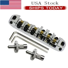 Tune-O-Matic Bridge with Brass Roller Saddles for Les Paul LP SG ES Chrome