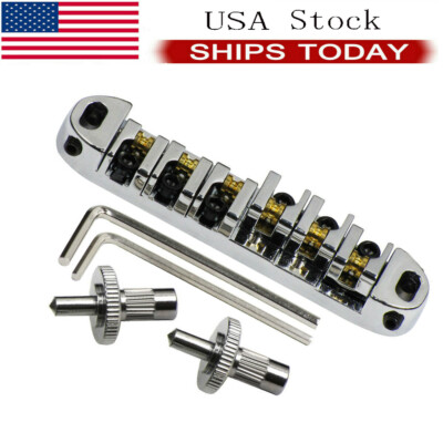 #ad Tune O Matic Bridge with Brass Roller Saddles for Les Paul LP SG ES Chrome $12.75
