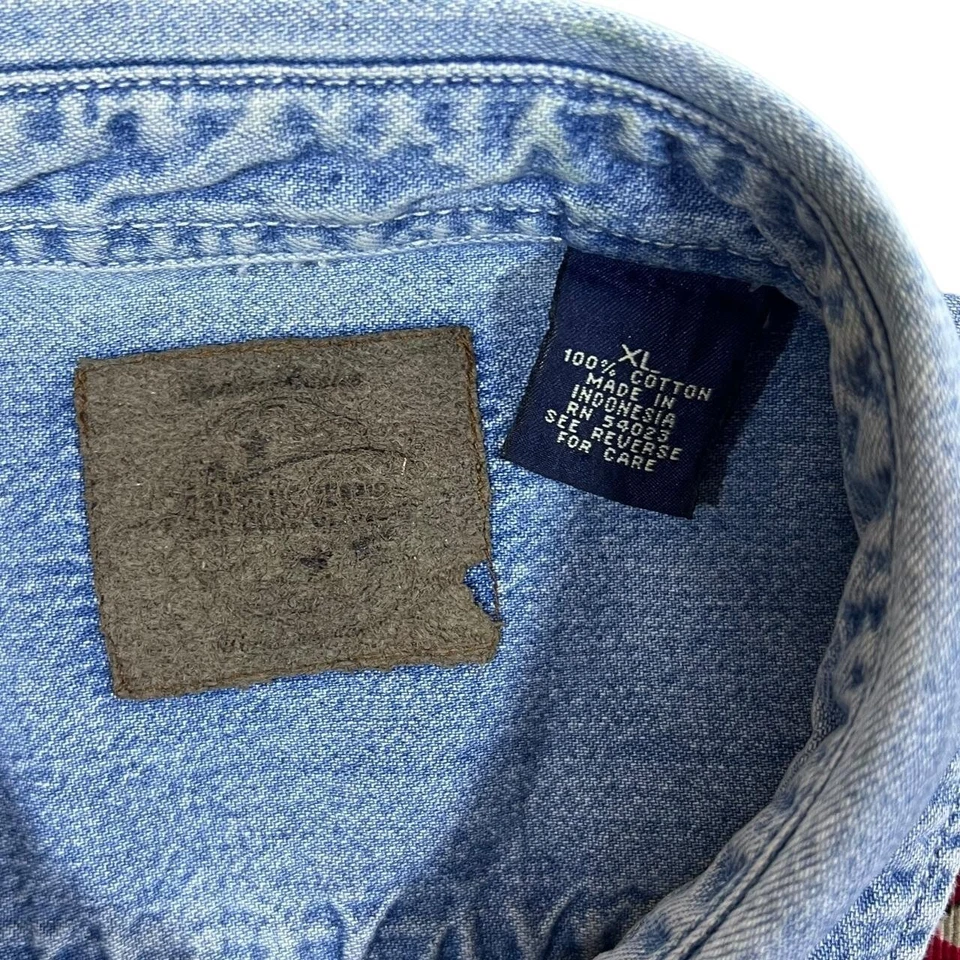 Gap Blue Jeans Floral Corduroy Panel Blue Denim Western Style Shirt Women's S M - Изображение 4 из 4