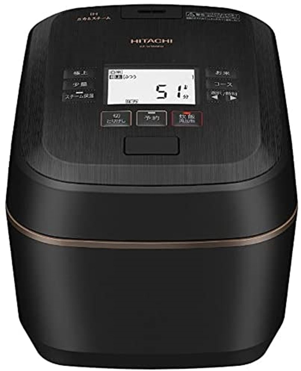 HITACHI 炊飯器 RE-W100M HITACHI Pressure Steam IH Jar Rice Cooker 5.5 gou Black Hukkura