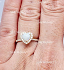 14k Solid Yellow Gold   Natural Australian Opal Natural Diamond Ring heart opal — photo 1