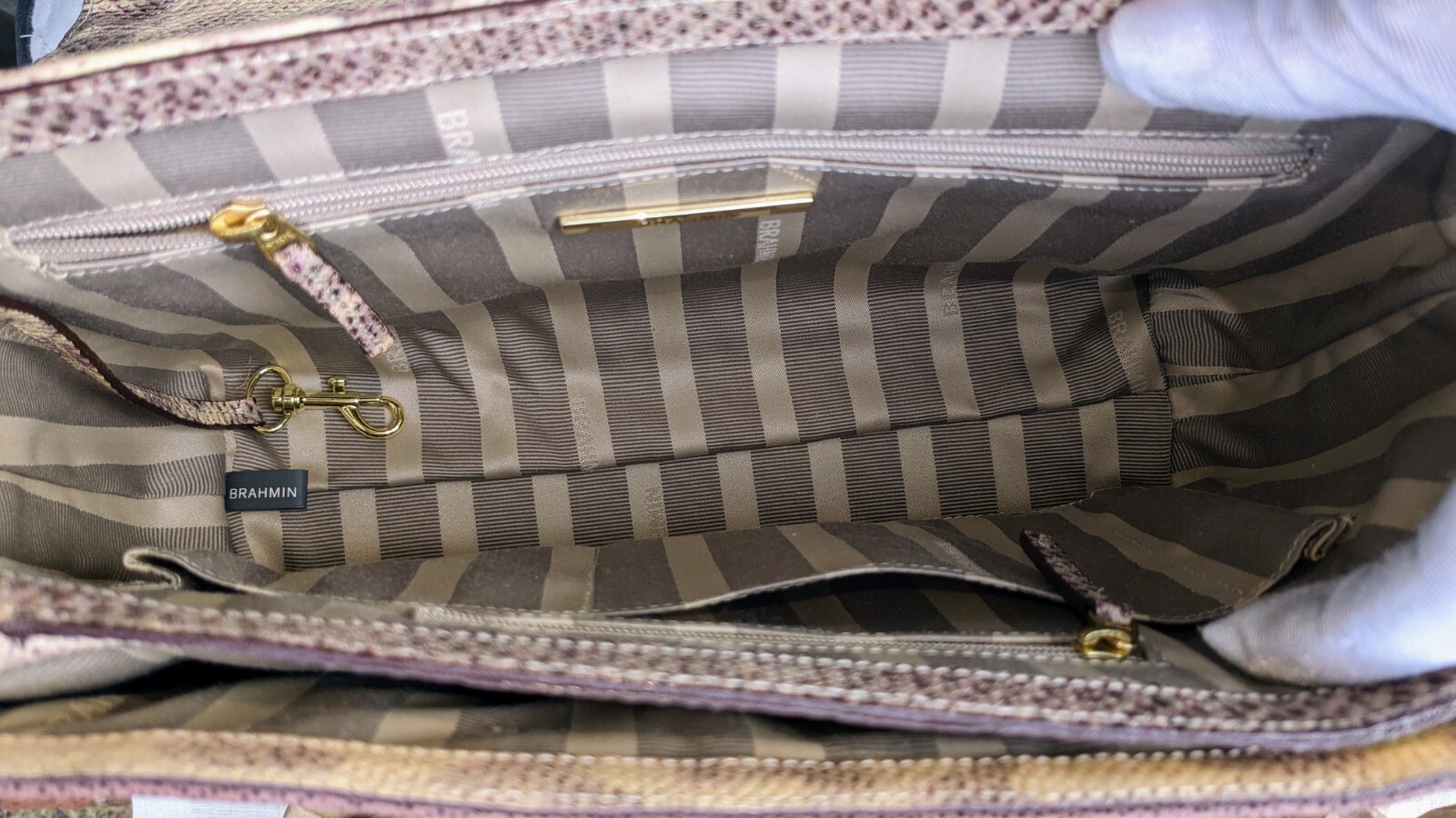 Brahmin Python Embossed Leather Shoulder Bag Huds… - image 14