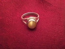 Sterling Silver YELLOW FIBER OPTIC Bead Ring, SIZE 7