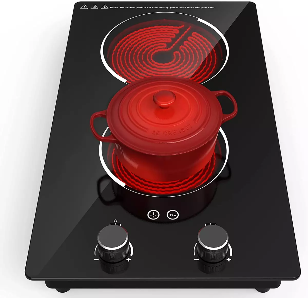 Electric Cooktop, 120V Electric Stove 9 Power Levels with 2 Burner Hot  Plates, C