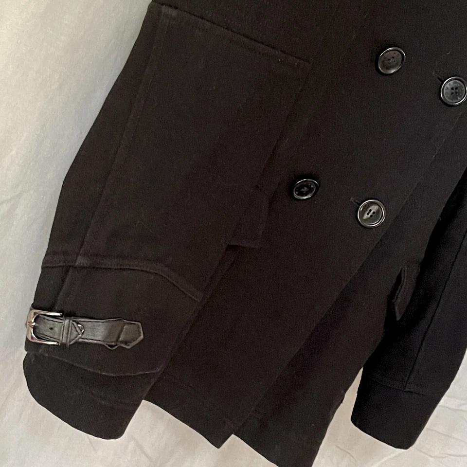 HOWE ROLLS ROYCE - NEGRO Abrigo Chaqueta 6 Botones Hebilla Cuello Bolsillo - GRANDE Foto 4 de 4