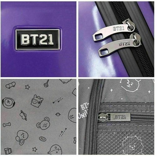 BTS BT21 LINE Friends Travel Bag Carry Case Suitcase 20 in MANG With Hard Pouch - Picture 5 of 6