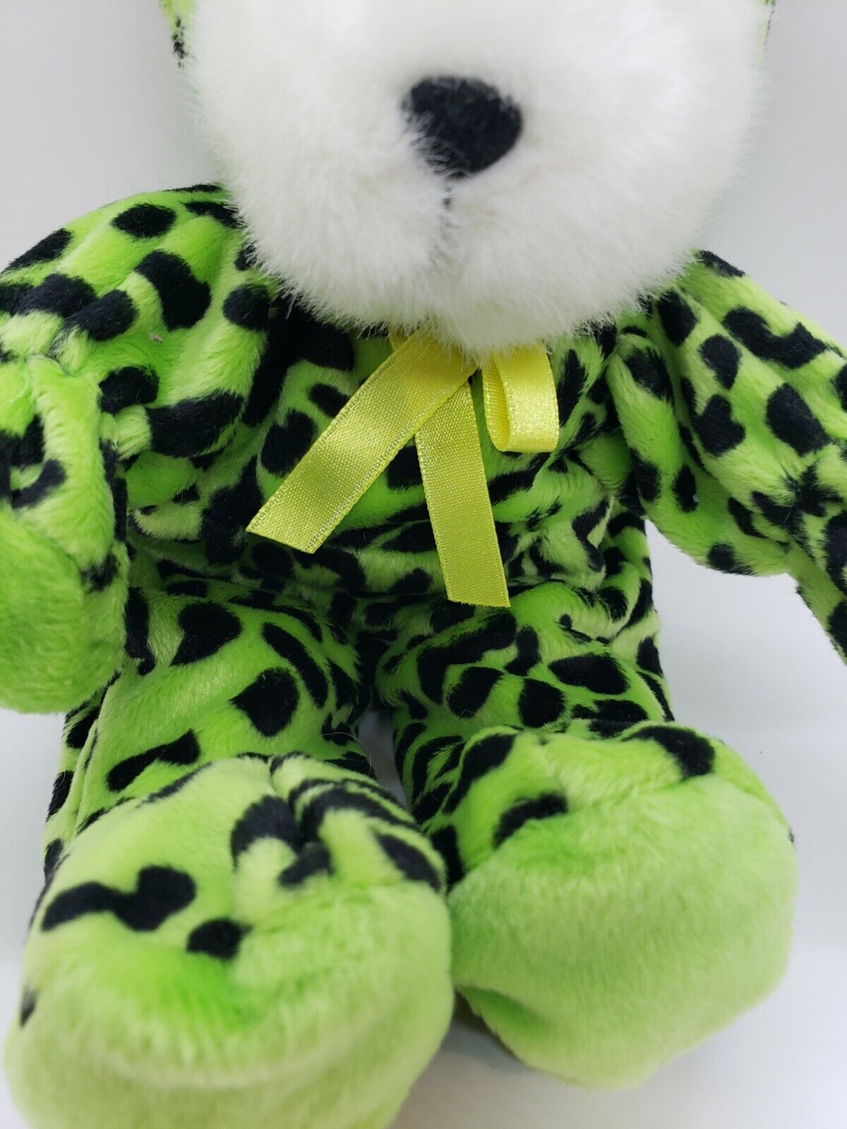 Build a Bear Green Cheetah Leopard Print Bear with 1 Piece pajamas 
