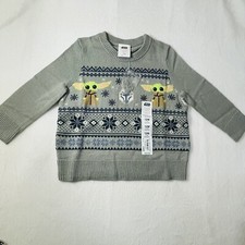 Boys Star Wars Baby Yoda Grogu Sweater Winter Christmas Size 12M Jumping Beans