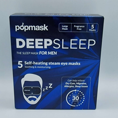 Popmask Deep Sleep 5 selbstwärmende Augenmasken für Männer - NEU UK