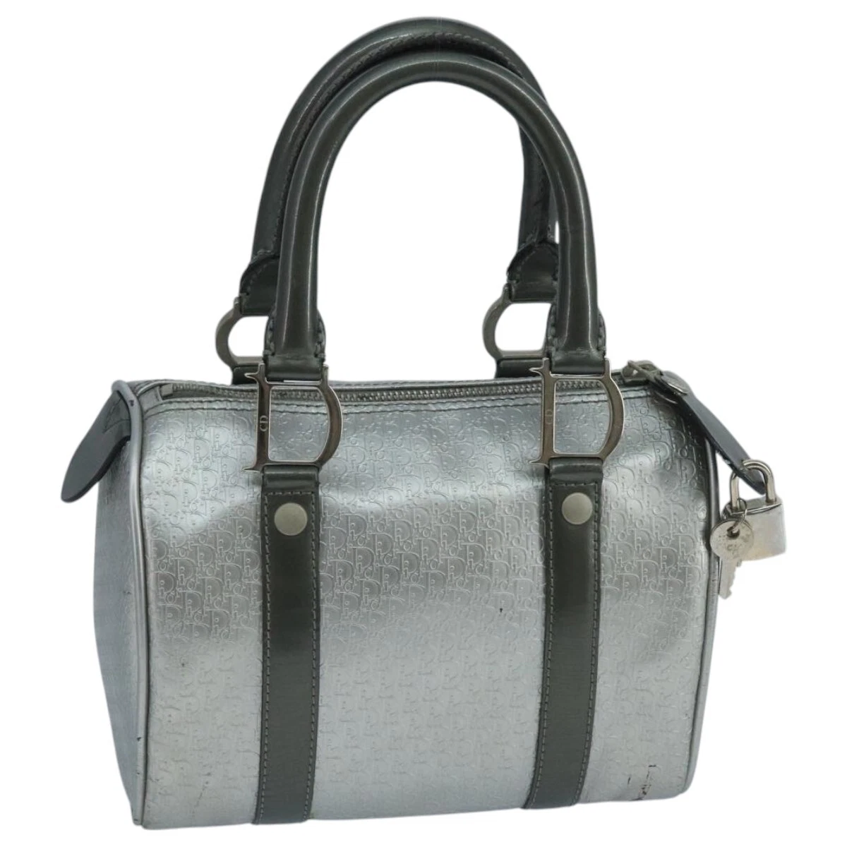 Sac à main Christian Dior trotteur toile argent authentique 104146