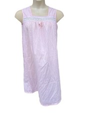 Vtg Movie Star Lingerie NIGHTGOWN Lace Pink Sleeveless Cottagecore Made USA M