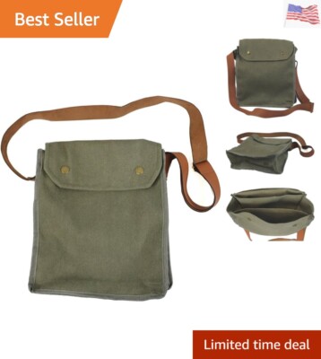 Indiana Jones Bag Mk VII 9843 Sac à masque à gaz avec sangle en cuir pour la Seconde Guerre mondiale, Kaki