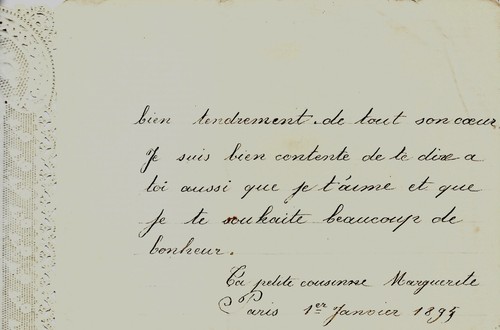 1895 Voeux du Nouvel An, papier finement découpé en dentelle, daté de Paris - Photo 3 sur 6