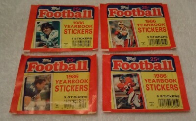 1986 Topps NFL Football Sticker Wrapper Set of 4 RANDY WHITE MARK GASTINEAU