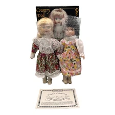 Set Of Vintage Porcelain Dolls Baronet Guild Sisters Sarah & Jane - Box & COA