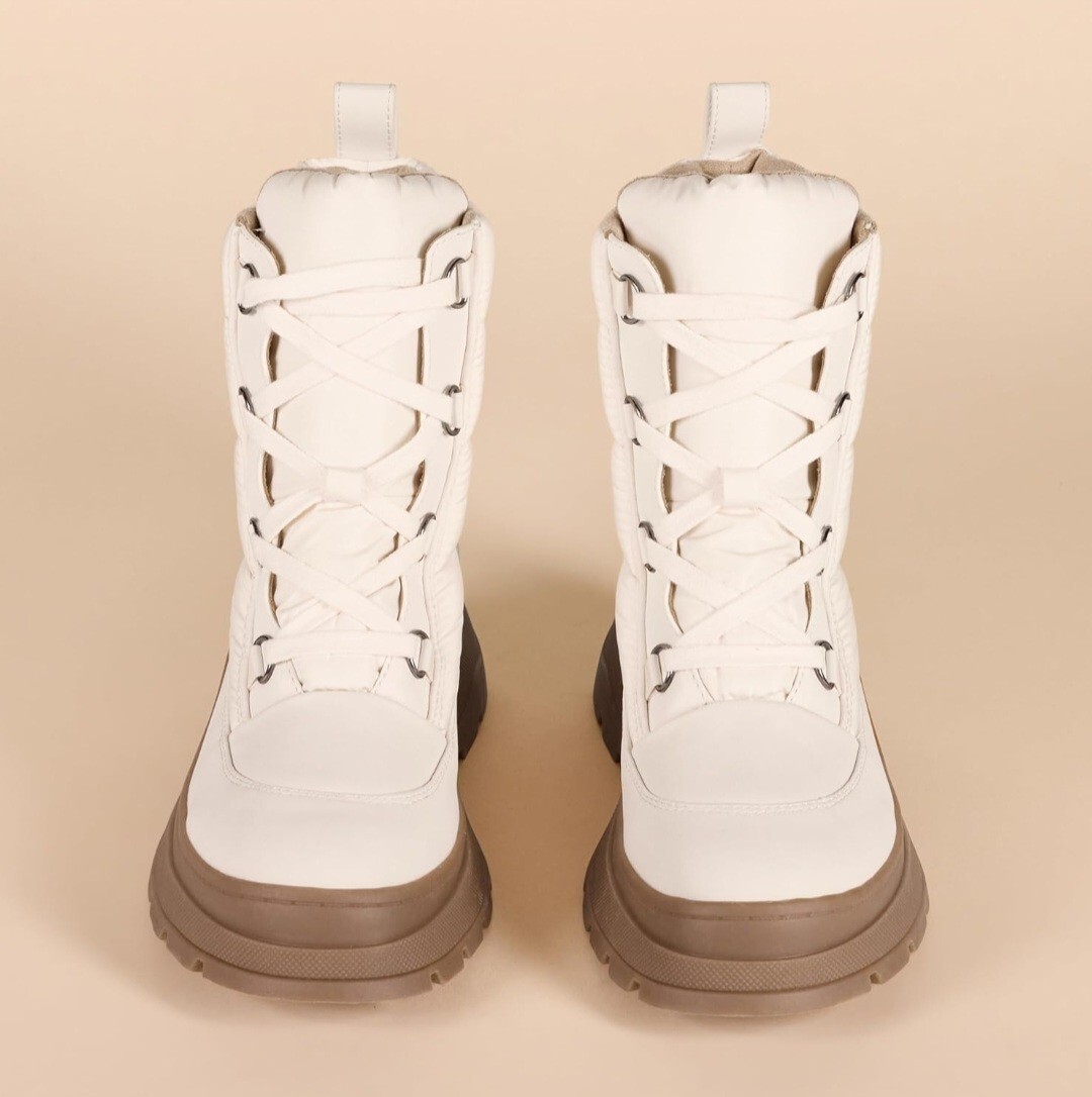 Women's Moc Toe Boots White Size UK