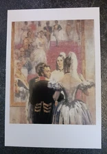 postcard N  Ulianov Ulyanov Pushkin wife court ball Russian painting art unpost