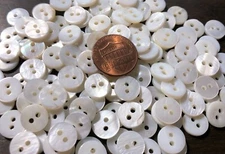 8 PCS ONLY Small Tiny Creamy White Mother of Pearl MOP Buttons 3/8" 10mm 11340