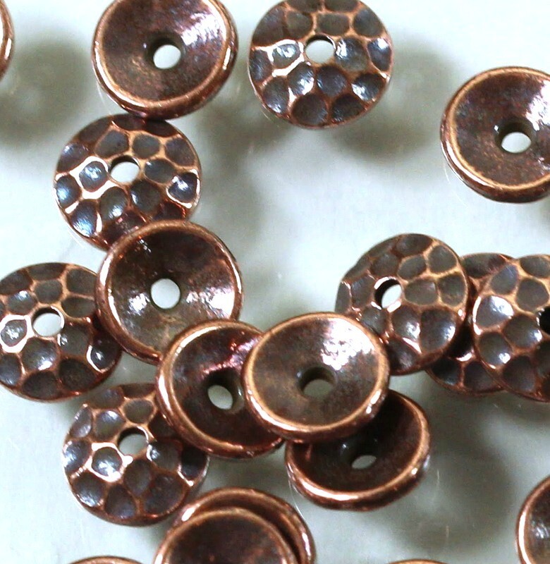 TierraCast Hammered Bead Caps, 6mm, Antique Copper, 10 Pieces